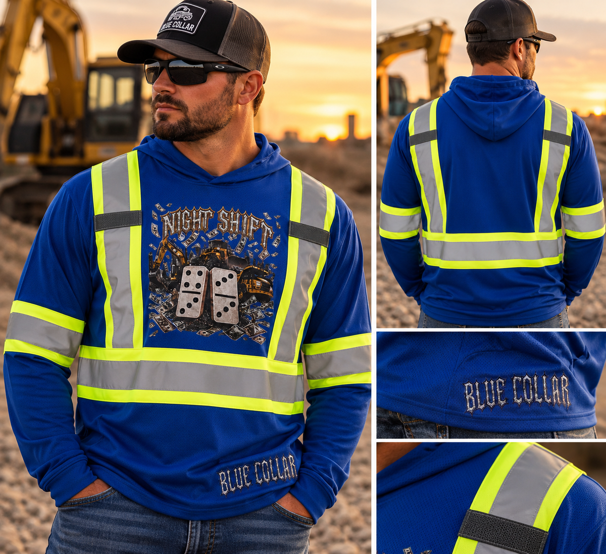 Blue Collar Night Shift Hi-Vis Hoodie