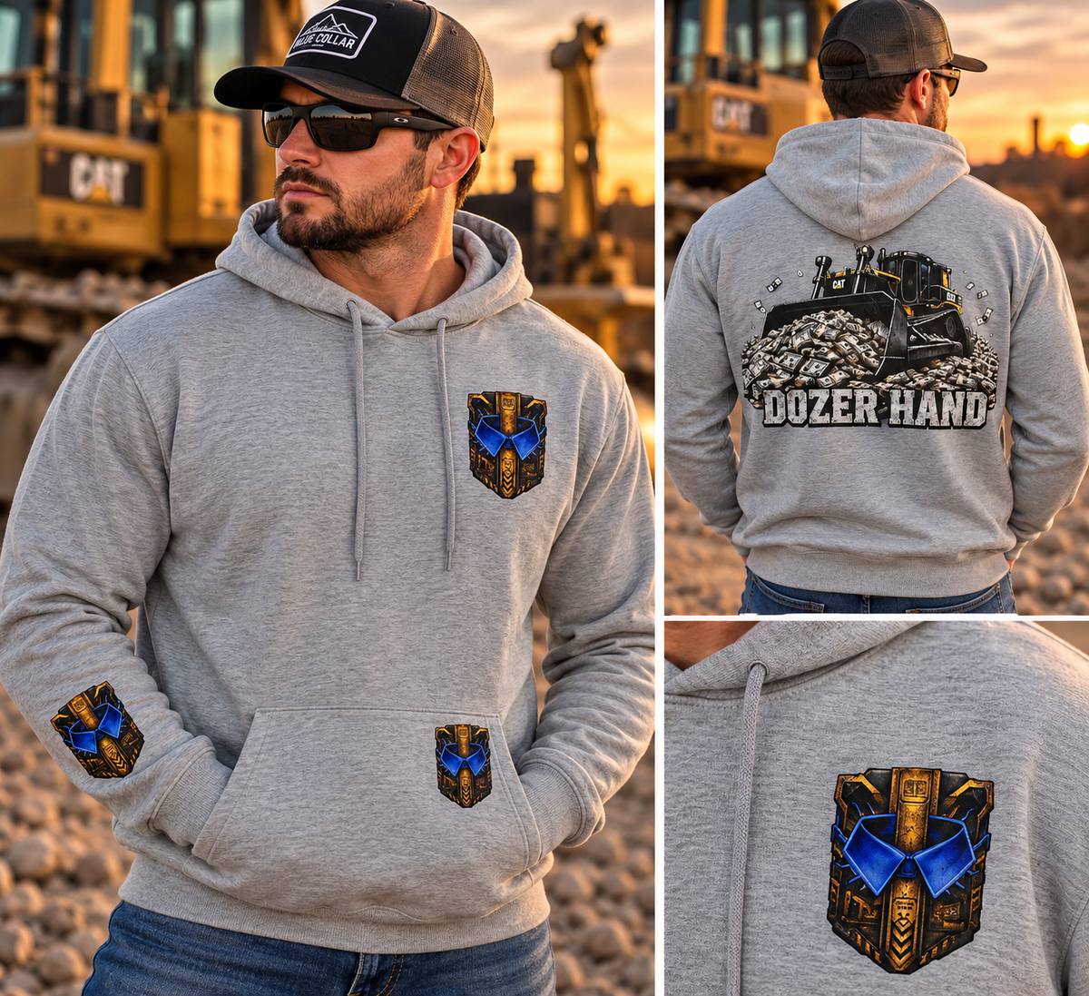 Blue Collar Dozer Hand Hoodie
