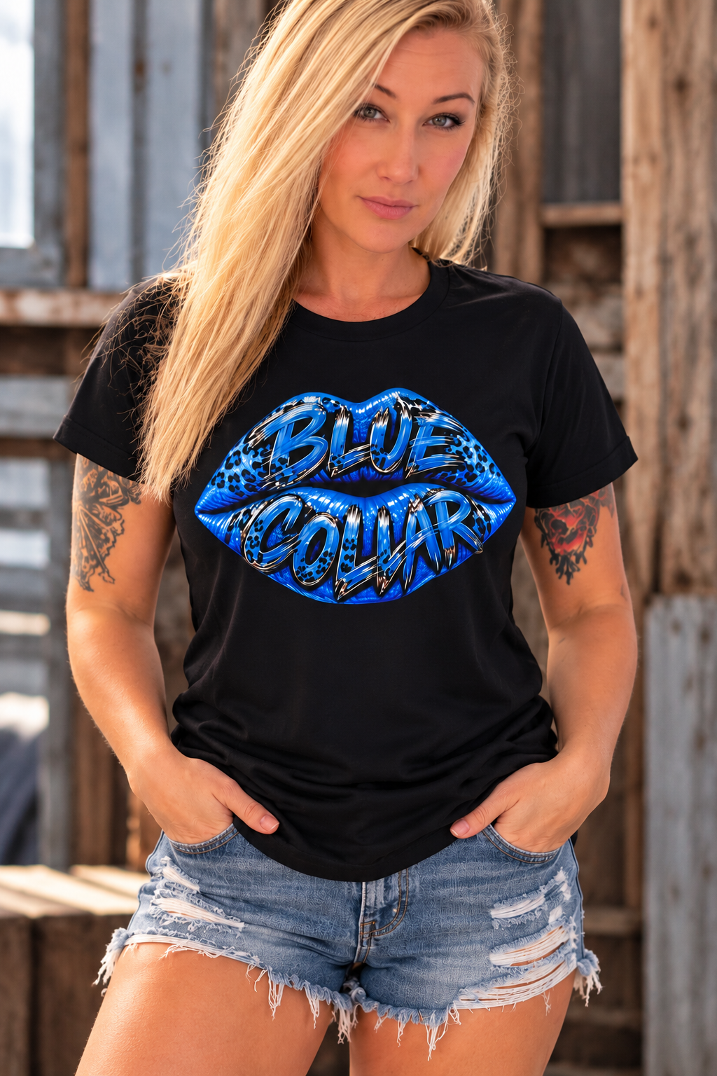 Blue Collar Lips Graphic Tee – Bold, Sassy & Beautiful!