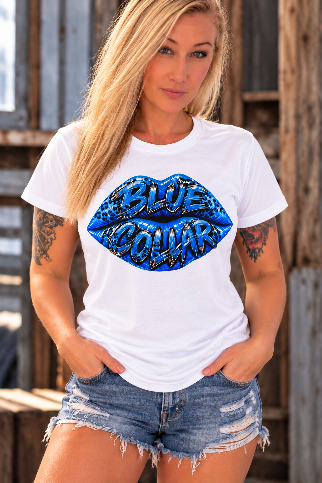 Blue Collar Lips Graphic Tee – Bold, Sassy & Beautiful!