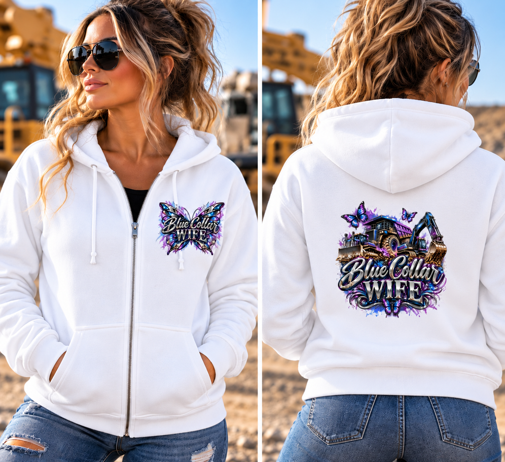 Blue Collar Wife Zip-Up Hoodie
