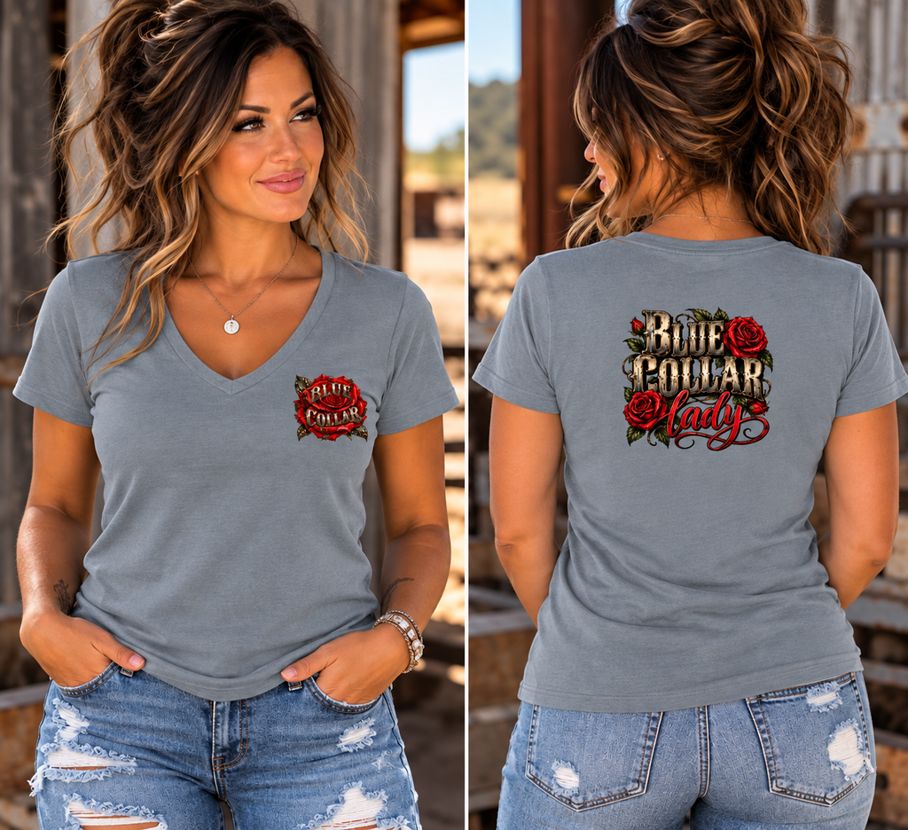 Blue Collar Lady Women’s V-Neck Shirt