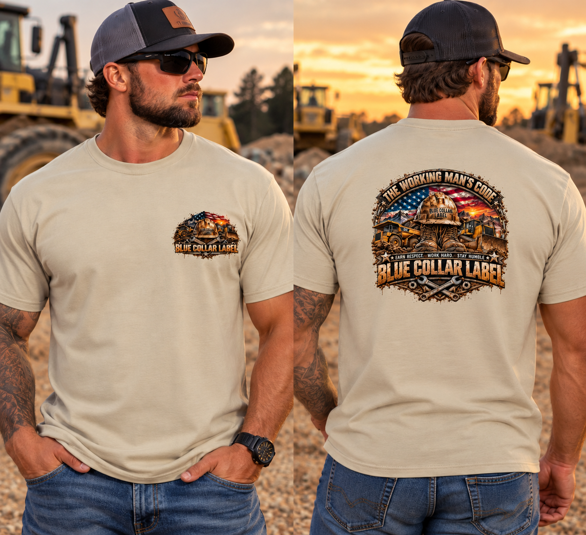 The Working Man’s Code – Blue Collar Label Graphic Tee
