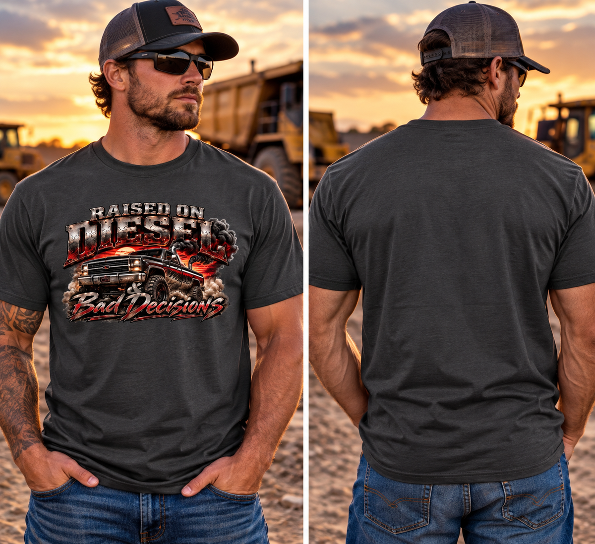 Raised on Diesel & Bad Decisions – Men’s Blue Collar Graphic Tee