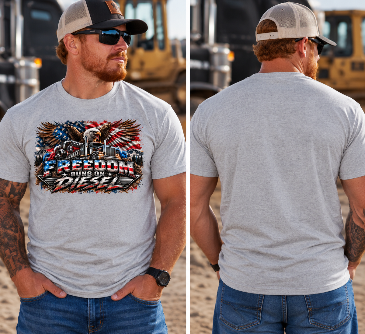 Freedom Runs on Diesel – Men’s Patriotic Graphic Tee