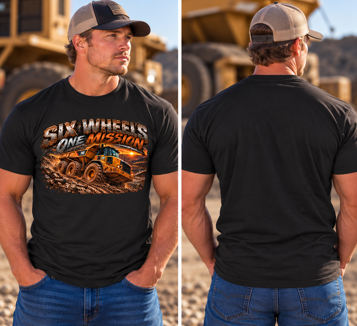 Six Wheels, One Mission – Heavy Equipment Operator Graphic Tee