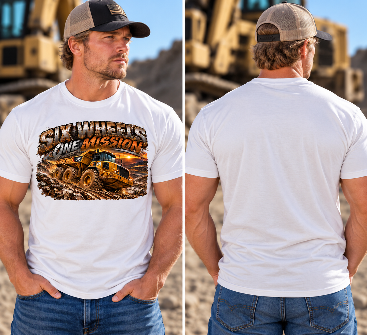 Six Wheels, One Mission – Heavy Equipment Operator Graphic Tee