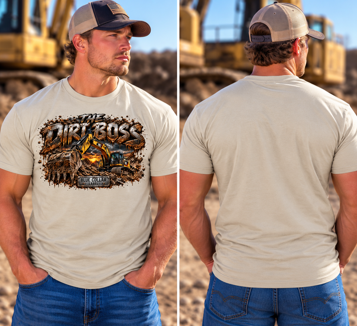 The Dirt Boss – Men’s Heavy Equipment Graphic Tee | Blue Collar Label