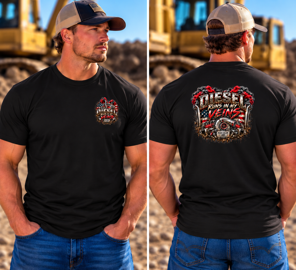 Diesel Runs in My Veins – Blue Collar Label Graphic Tee