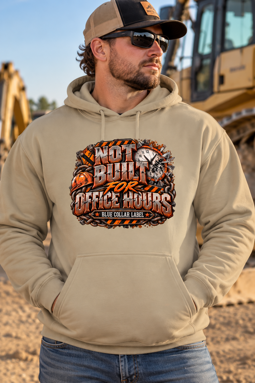 Not Built for Office Hours – Men’s Blue Collar Hoodie