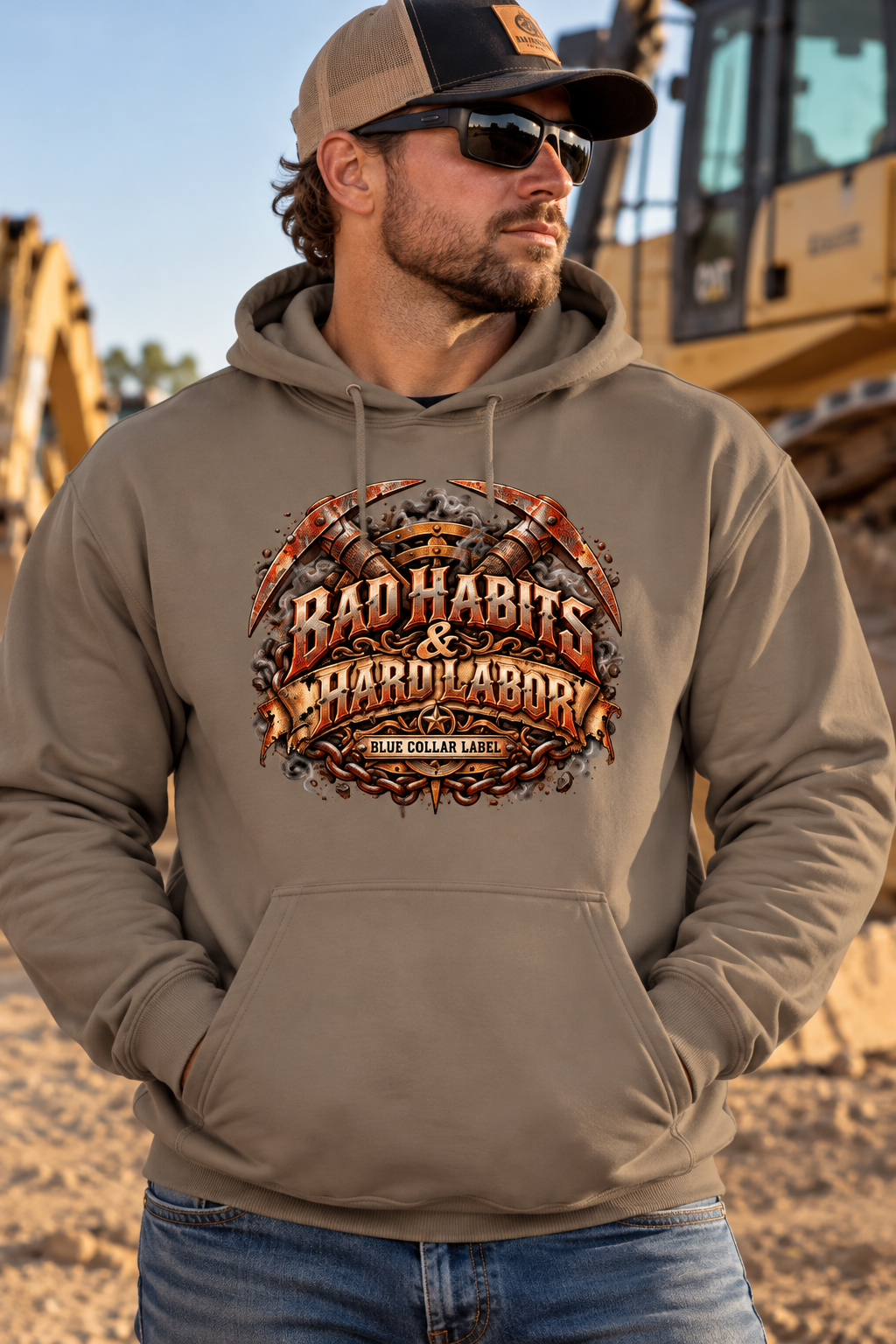 Bad Habits & Hard Labor – Men’s Blue Collar Hoodie