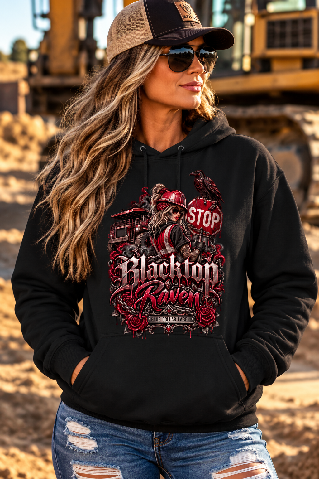 Blacktop Raven – Women’s Blue Collar Hoodie