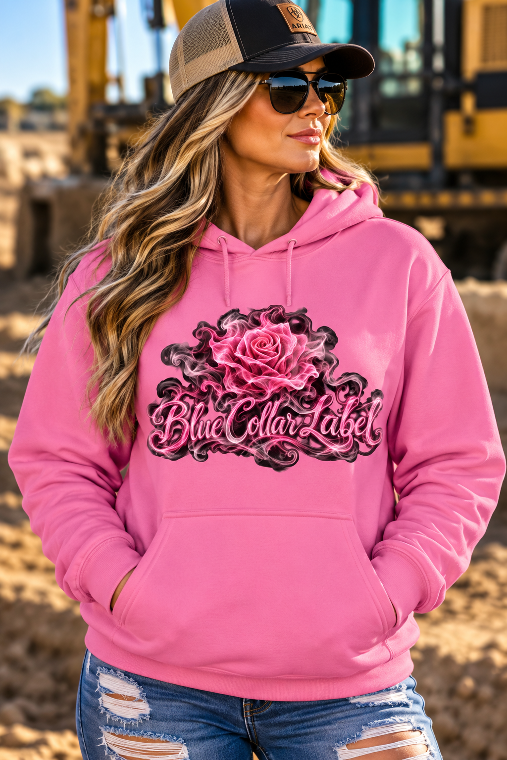 Blue Collar Label – Pink Smoke Rose Women’s Hoodie