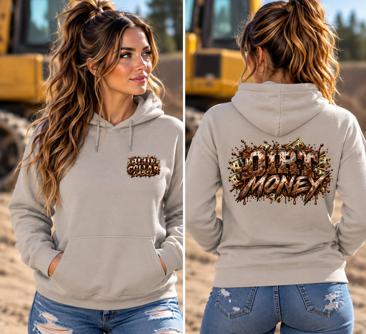 Dirt Money Blue Collar Hoodie – Heavy Equipment & Working Class Apparel