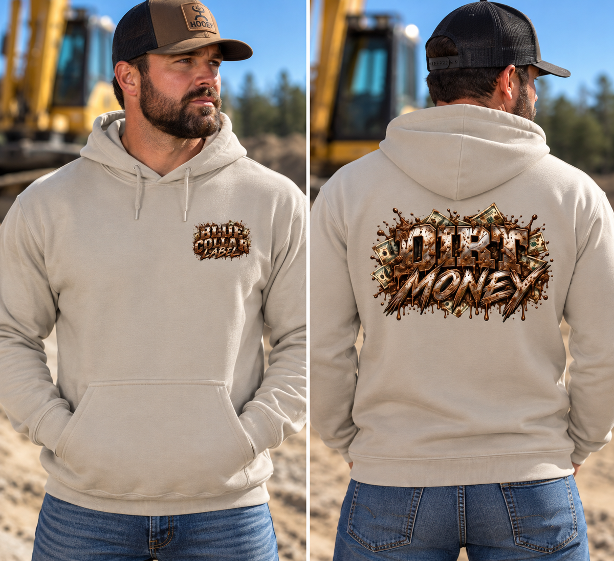 Dirt Money Blue Collar Hoodie – Heavy Equipment & Construction Workwear