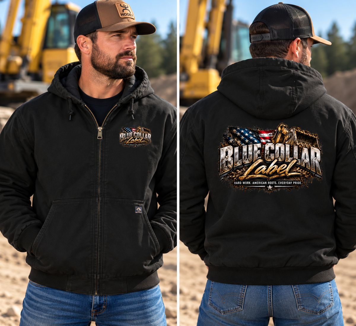 Men’s Blue Collar Label American Pride Hooded Work Jacket