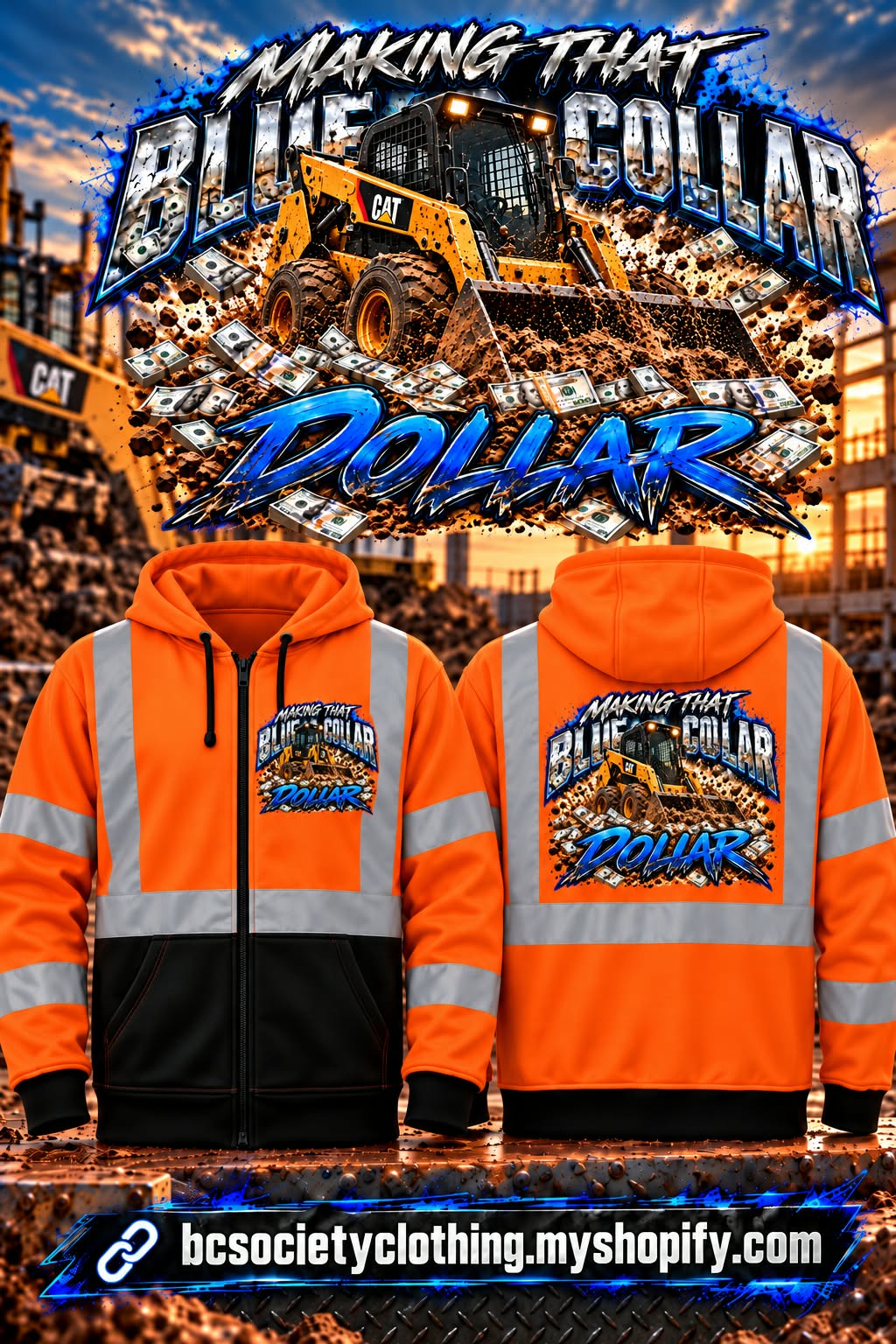 Skid steer high vis zip up hoodie